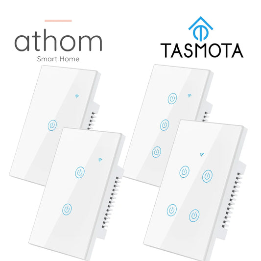ATHOM US Switch Pre Flashed Tasmota ESP8266 WiFi Switch Touch key 1/2/3/4  gang 100-240V